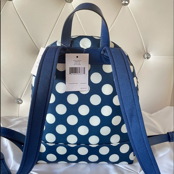 SOLD~ Kate Spade Navy Polka-Dot Waterproof Backpack - Picture 3 of 3